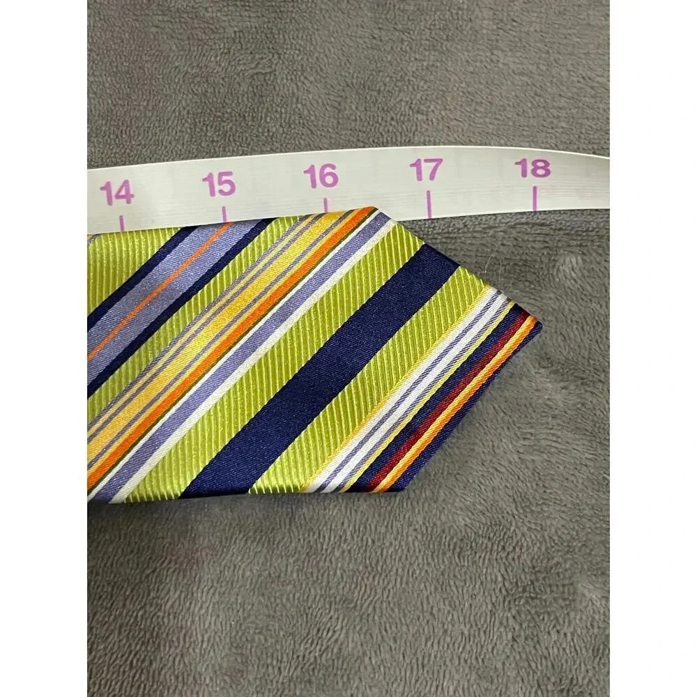 NWOT Talbots Kids Children’s Boy‎ Formal Zip Tie Lime Green Blue Orange Striped